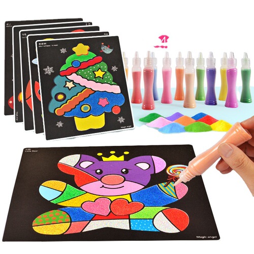 Children's colored sand painting bottled three-dimensional shaking sand set baby creative handmade diy girls glue painting toys