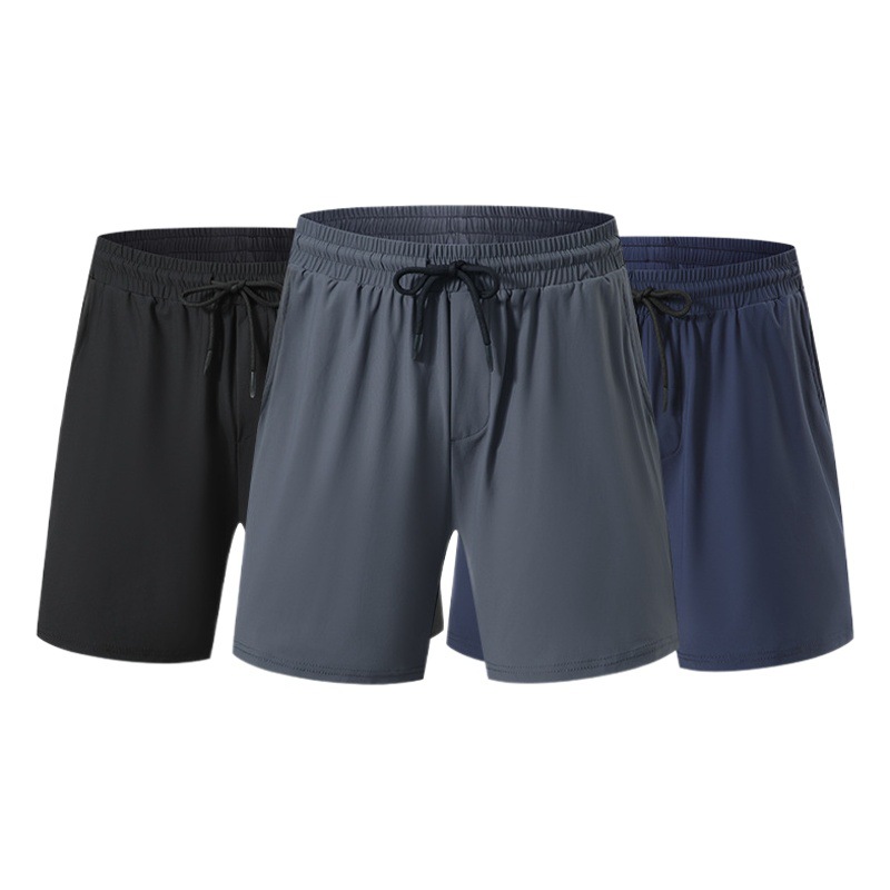 Pantalones cortos de seda helada de secado rápido para hombre, pantalones finos informales deportivos para correr, holgados y transpirables, de cinco puntos para entrenamiento y fitness, transpirables y de secado rápido.