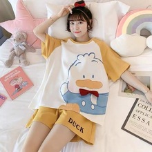 卡通可爱睡衣女夏季短袖韩版休闲宽松性感甜美少女家居服套装