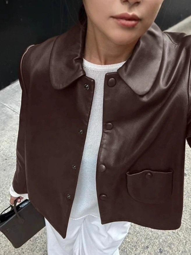 (Cross-border trading), retro brown demi-season warm jacket, high-quality style, European style