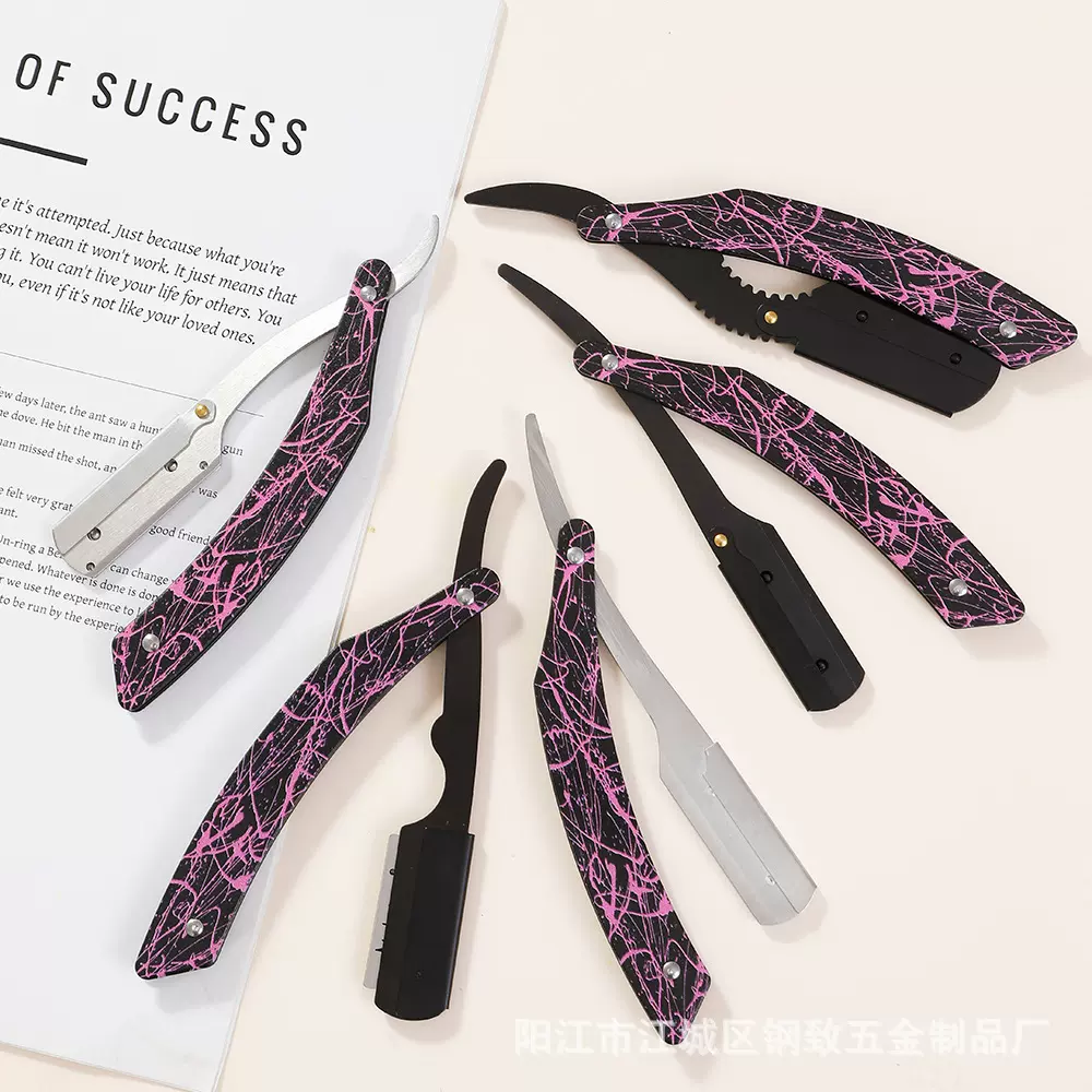 新款老式复古刮胡刀修面理发店剃须刀发廊专业手动剃刀修眉刀