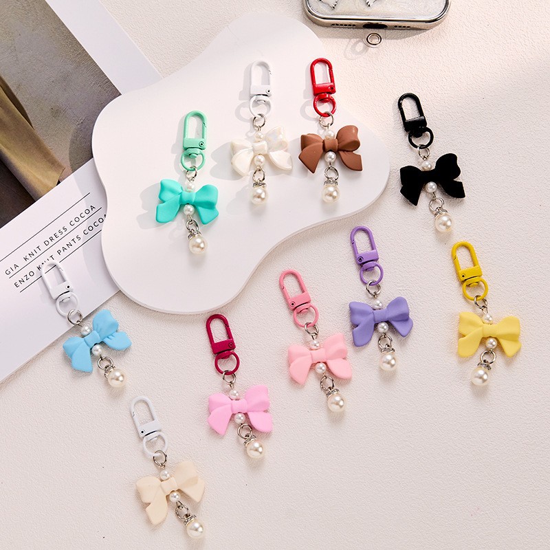 Mobile Phone Chain Bag Pendant Student Bow Candy Color Pendant Cute Cosmetic Bag Jewelry Headphone Bag Pendant