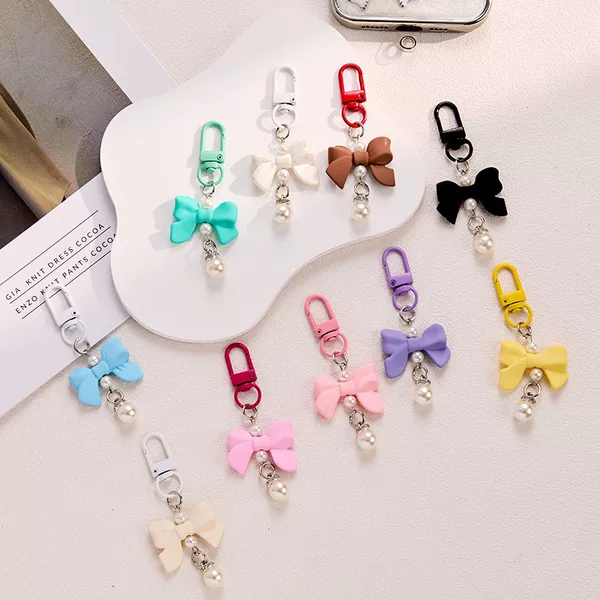 Mobile Phone Chain Bag Pendant Student Bow Candy Color Pendant Cute Cosmetic Bag Jewelry Headphone Bag Pendant