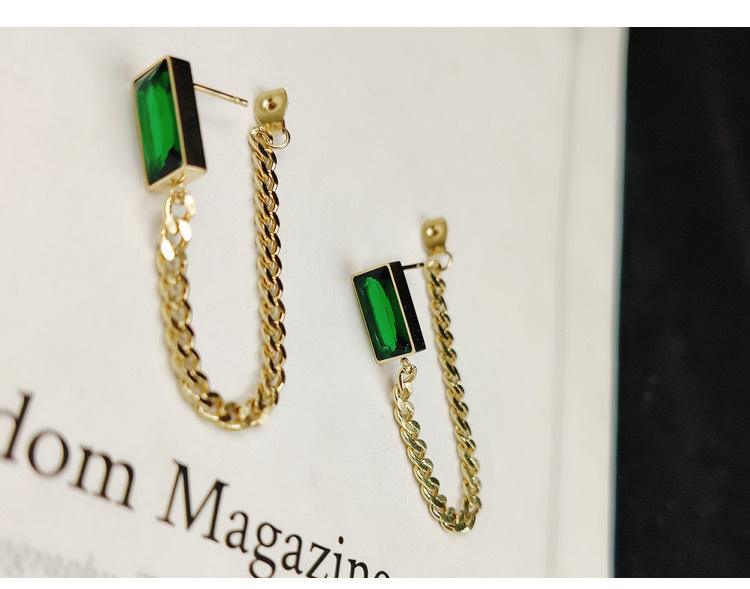 Drop Earrings Classification Fashion Rectangle Titanium Steel Plating Inlay Artificial Gemstones Drop Earrings 1 Pair