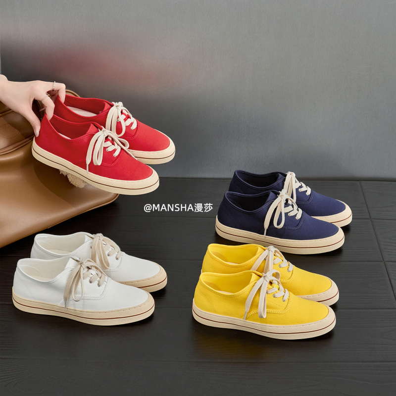 Korean Style Versatile Casual Multi-Color Canvas Shoes for Women, Spring and Summer Slip-On Shoes That Are Comfortable and Height-Increasing Sports Sneakers, White Shoes Korean Style Versatile Casual Multi-Color Canvas Shoes for Women, Spring and Summer Slip-On Shoes That Are Comfortable and Height-Increasing Sports Sneakers, White Shoes