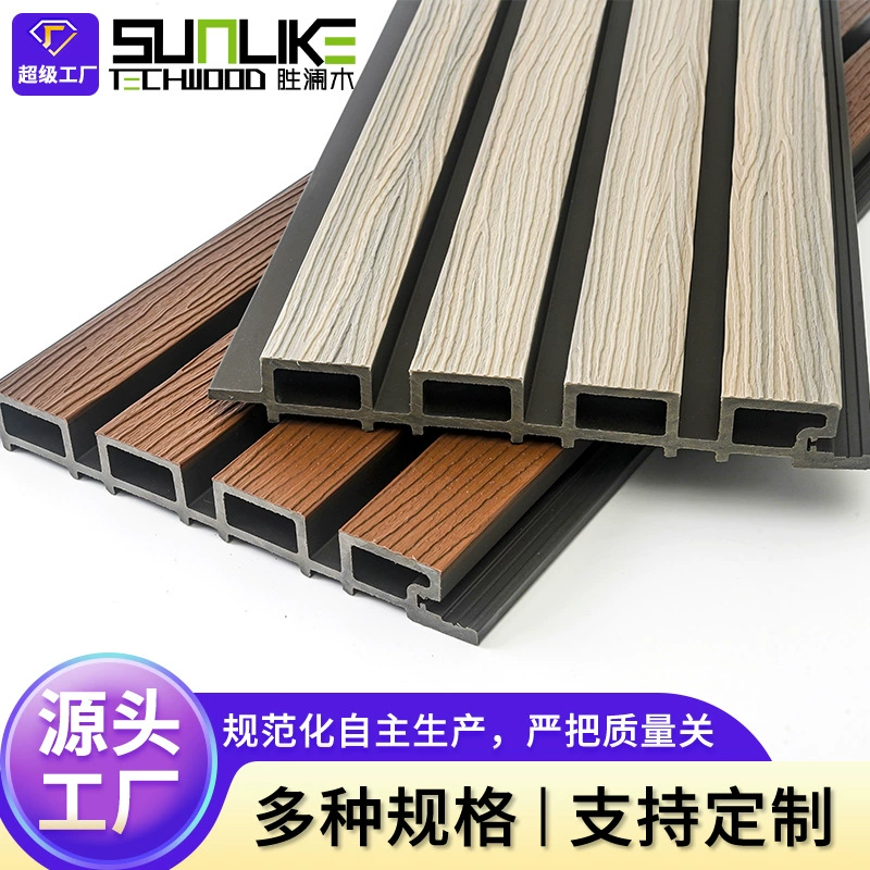 Древесина Shenglan, антикоррозионная уличная пластиковая деревянная решетка, деревянная пластиковая доска «Великая стена», пластиковая деревянная стеновая доска для двора, водонепроницаемая деревянная пластиковая стеновая доска