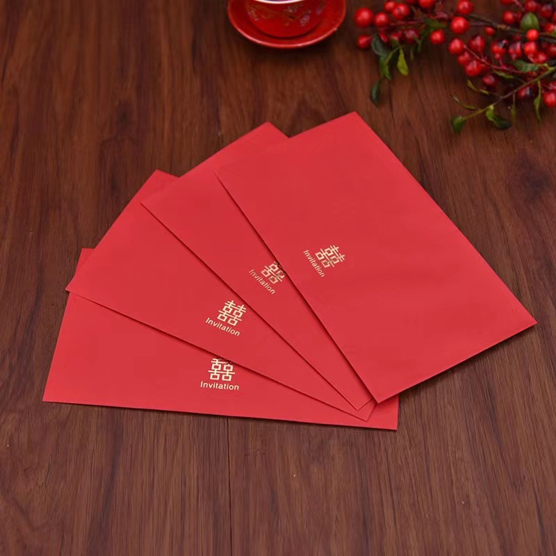 Retro Gold Foil Simple Chinese Style Invitation Envelope Greeting Card Letter Sleeve Wedding Invitation Creative Romantic Envelope Money Pouch