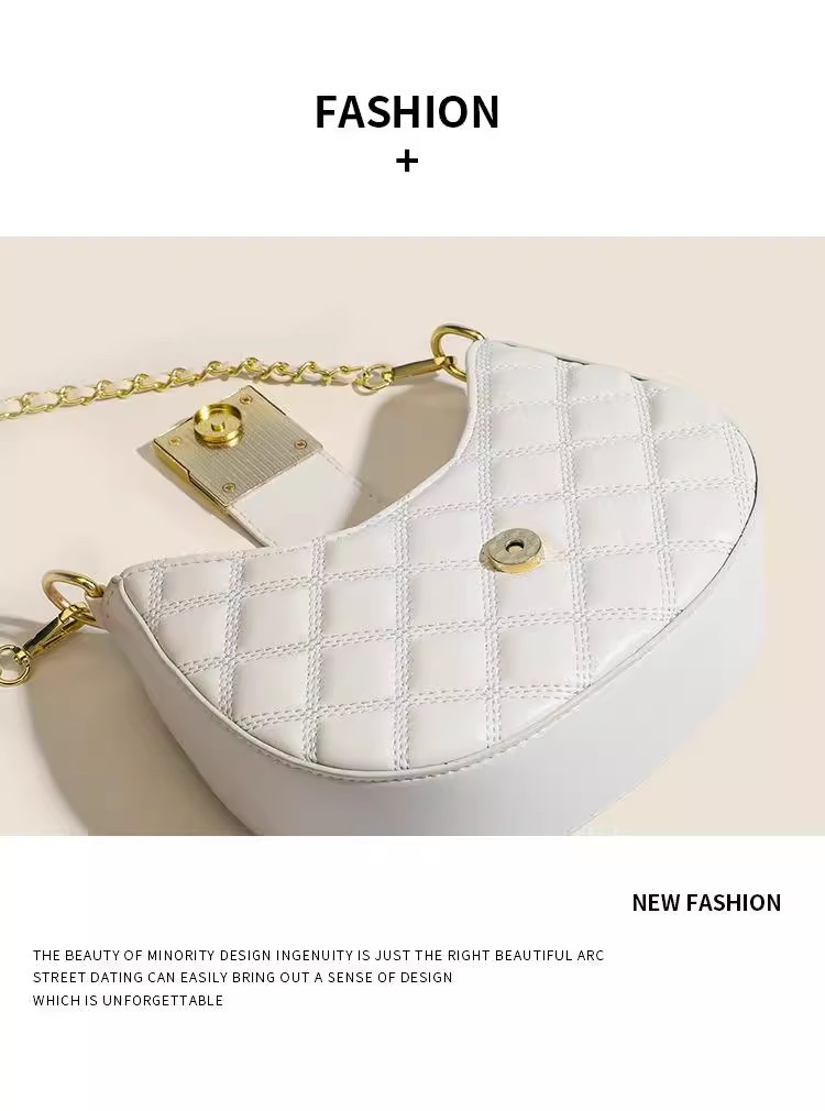Advanced feeling for women 2023 new fashion Lingge single shoulder underarm bag versatile niche texture chain_voghion.com