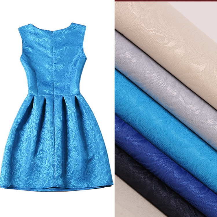 新款少女感浮雕立体蝴蝶提花面料女童连衣裙汉服旗袍印花底部批发