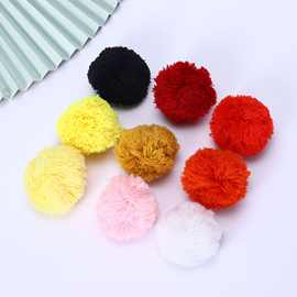 厂家批发7CM涤纶开司米高弹毛球带绳子手工DIY衣服辅料毛绒球挂件