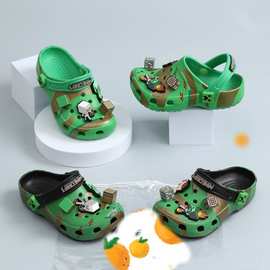 我的世界跨境批发童鞋洞洞鞋新款儿童卡通款凉鞋户外防滑拖