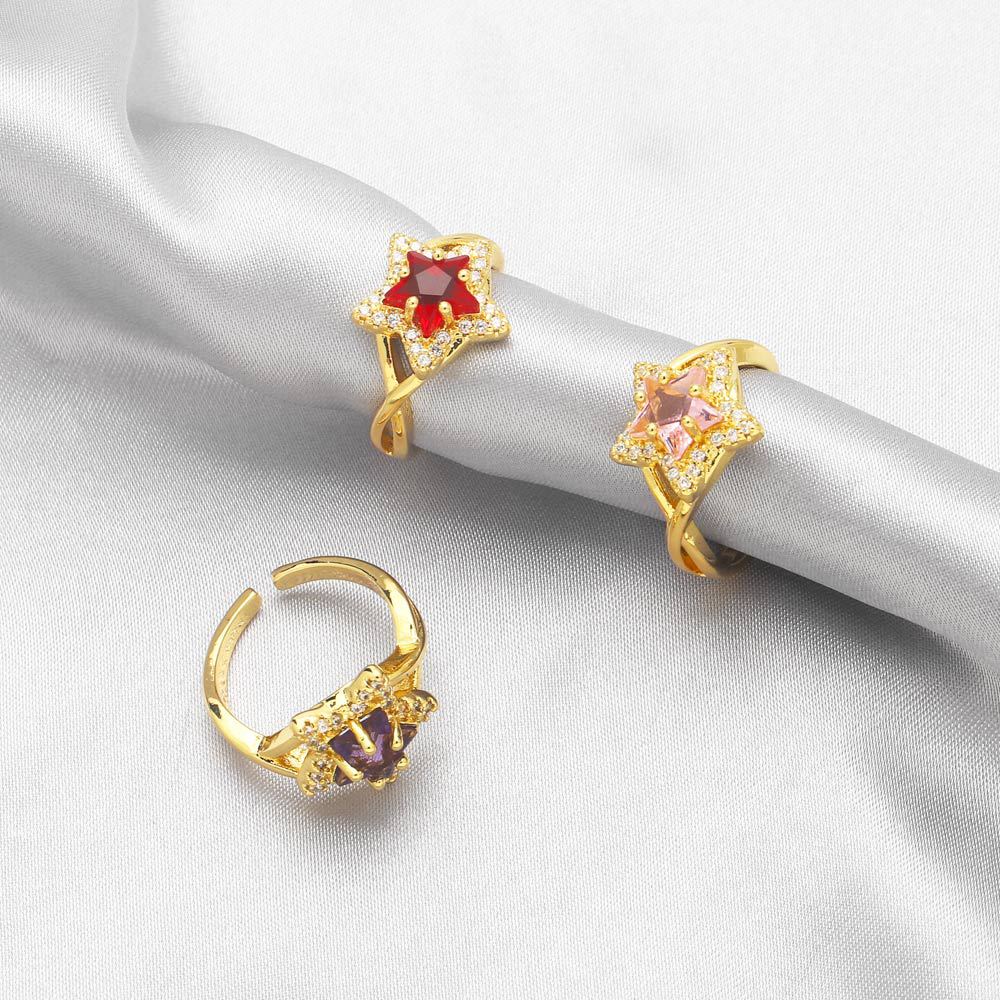 Fashion Star Copper Plating Inlay Zircon Open Ring 1 Piece