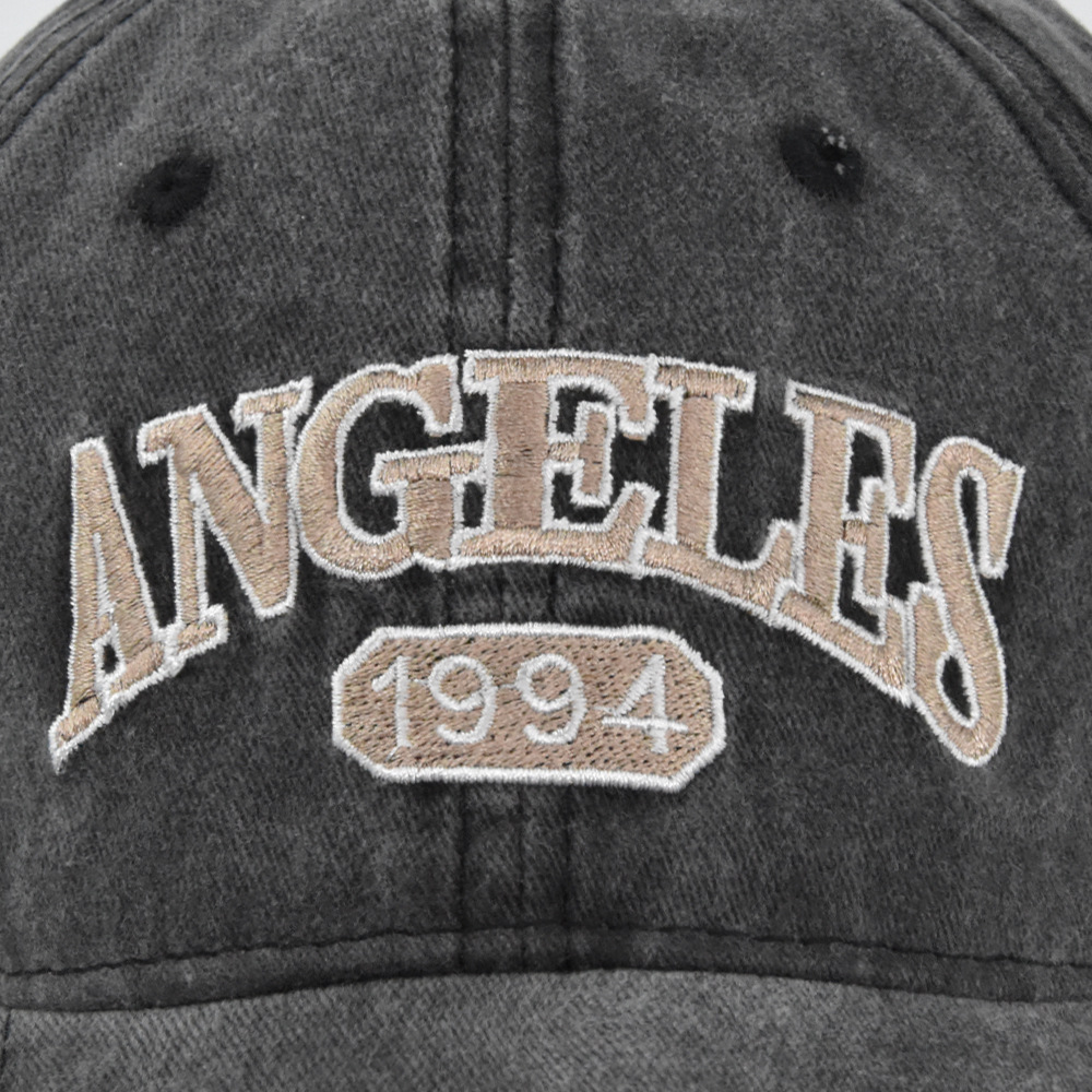 Angeles 3D Baseball Embroidered Duck Tongue Washed Old Sun Visor Hat_voghion.com