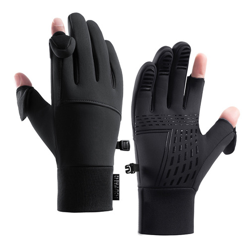 Cycling gloves men's winter Q243 outdoor cycling non-slip two-finger touch screen cross-border thickened warm cycling gloves
