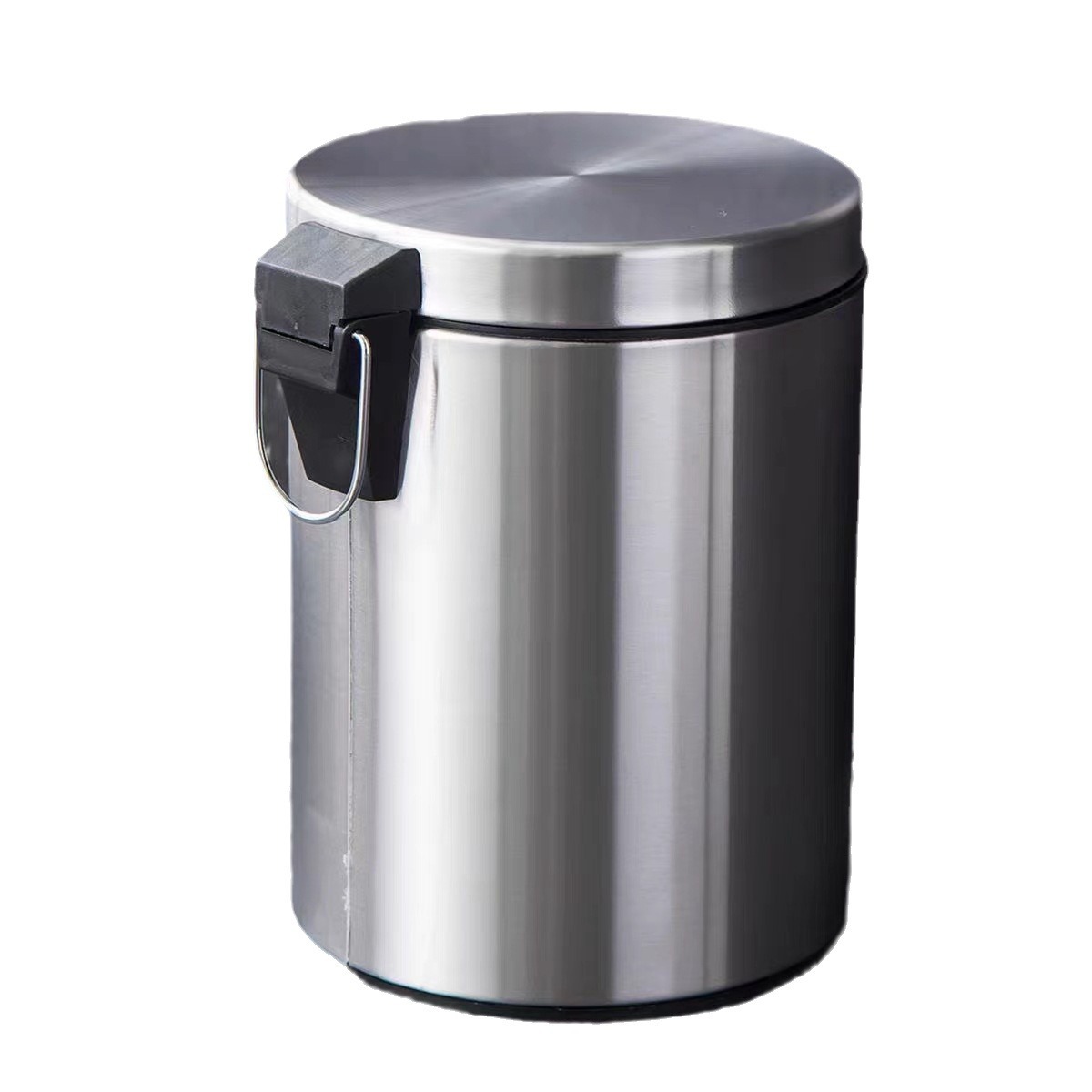 Cubo de basura de acero inoxidable con tapa para uso doméstico en sala de estar, cocina, hotel, baño, redondo, silencioso, con cierre lento.