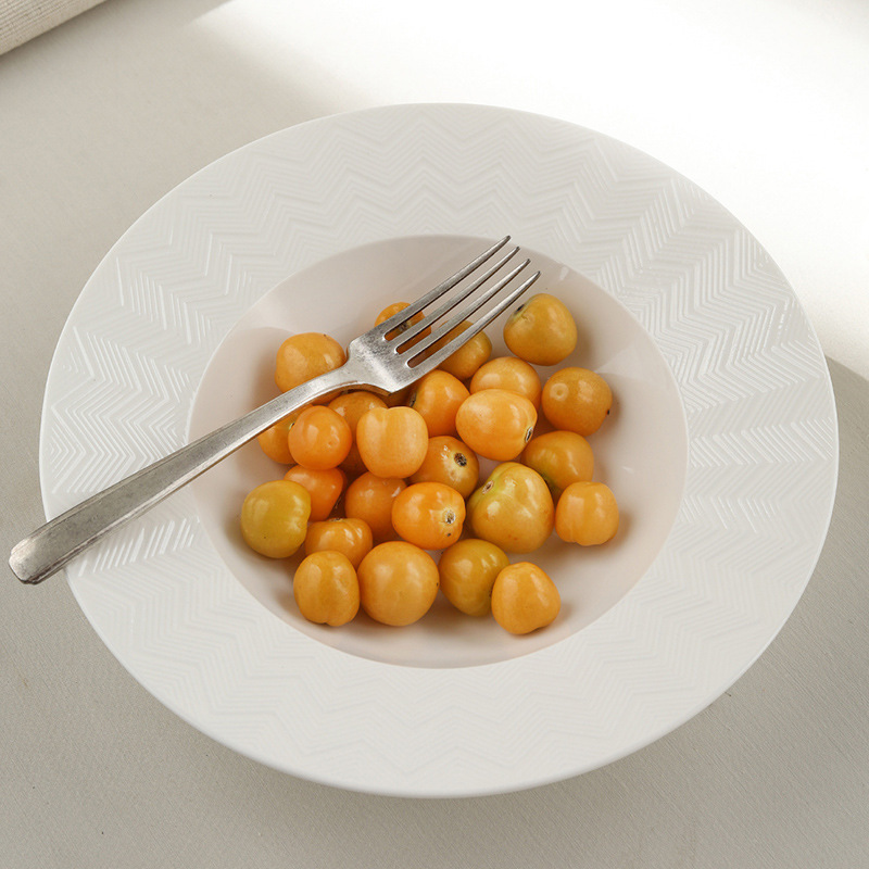 Ceramic Solid Color Straw Hat Plate Spaghetti Plate Dessert Plate Deep Plate ins Style Western Food Plate Breakfast Plate Noodle Bowl Soup Bowl Set