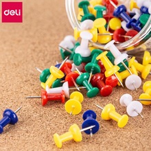 得力0042彩色工字钉美式图钉按钉大头针80只/盒创意软木板工字钉