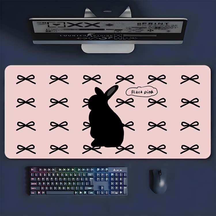 マウスパッドの巨大な手描きの蝶結びのウサギの大きいキーボードのパッドを大きくして、ロックを厚くします。|undefined