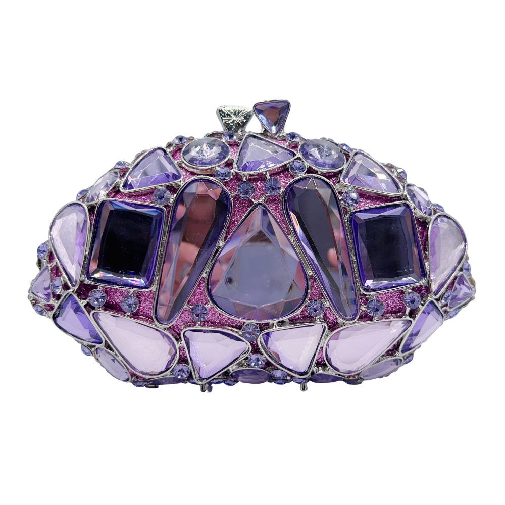 Bolsa de embrague transfronteriza de vidrio hueco con diamantes bolsas de cena ligeras de lujo de mano bolsas de mujer cadena de hombro vestido de noche