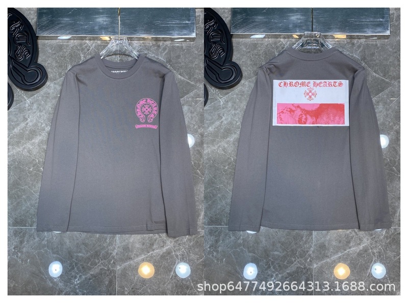 CH正确版克罗梵文字母蓝色十字架手臂马蹄刺绣长袖T批发潮流印花|undefined