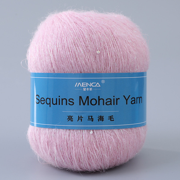 Beaded mohair yarn