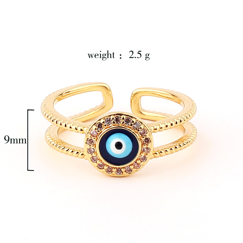Fashion Devil's Eye Fish Tail Copper Open Ring Inlaid Zircon Copper Rings display picture 1
