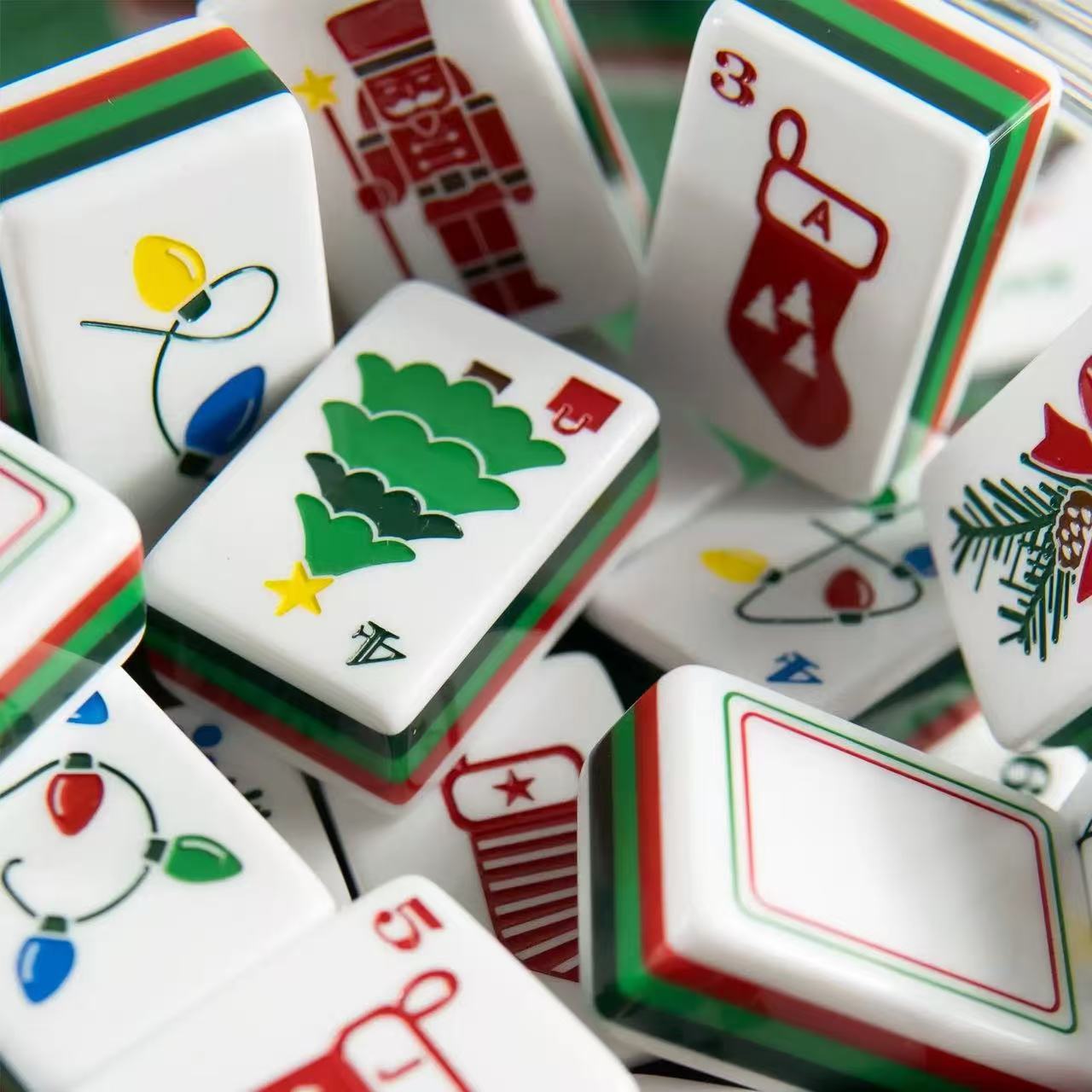 American five-layer Christmas acrylic mahjong tiles, European and American style creative home and travel acrylic mahjong tiles