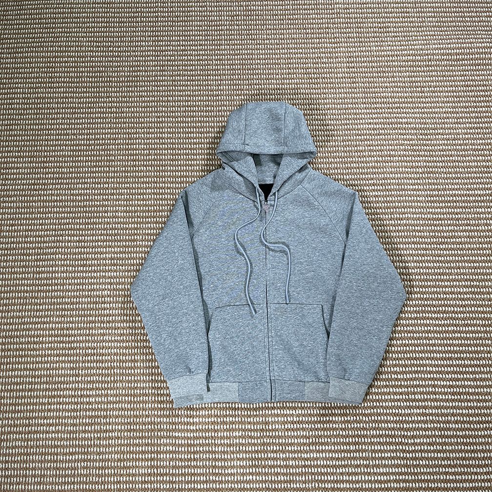 Syna World Central Cee Zip Sweater Embossed Hooded Grey
