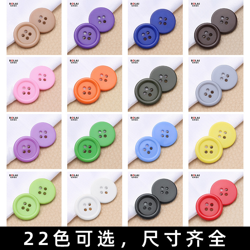 Colorful Thin Edge Four Eyes Children's Shirt Resin Buttons All-match Round Hand-stitched Buttons Sweater Jacket Large Buttons Colorful Thin Edge Four Eyes Children's Shirt Resin Buttons All-match Round Hand-stitched Buttons Sweater Jacket Large Buttons