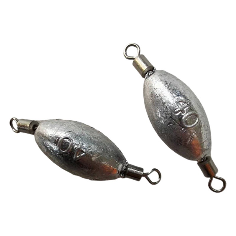 Cross-Border Wholesale Sufficient Lead Pendant, Olive-Shaped Lead Pendant with Ring, Oval Macaroni Lead Pendant, Fishing Pendant, Olive Double Swivel Lead Pendant
