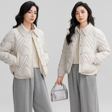 2024秋冬新款韩版棒球服外套短款宽松翻领小个子轻薄羽绒棉服女潮