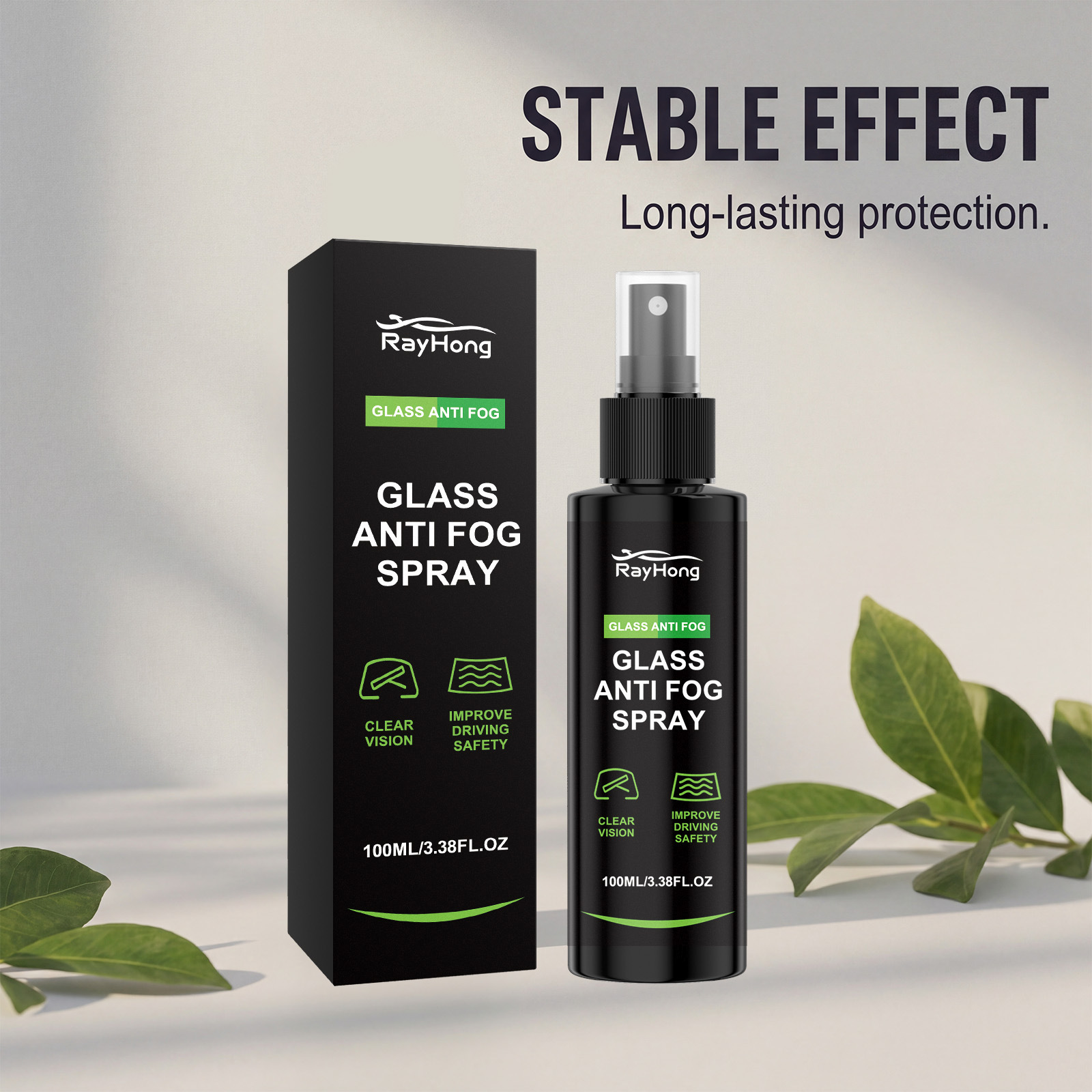 Rayhong Car Glass Anti-Fog Spray, Anti-Fogging Agent for Car Windows, Clear Vision Care Agent for Rearview Mirrors