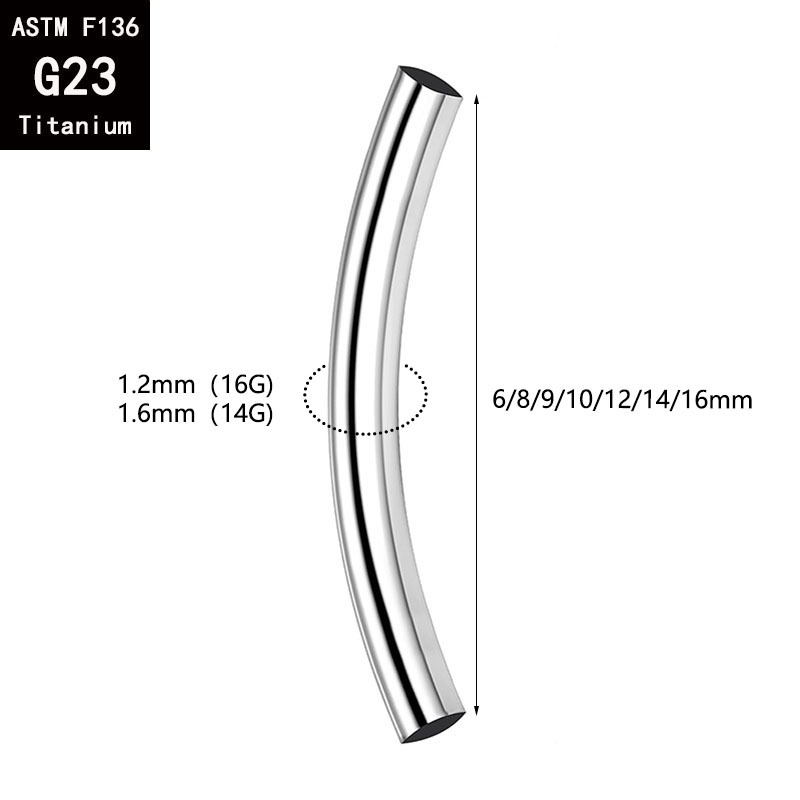 G23 Titanium Internal Thread Curved Barbell Eyebrow Ring - F136 Titanium Alloy Replacement Rod for Body Piercing Jewelry detail image 2