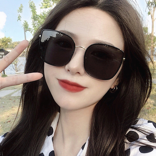  New Live Broadcast Same Style Sunglasses for Men and Women Large Frame Polarized Sunglasses Square Frame Glasses Slimming Big Face Wholesale