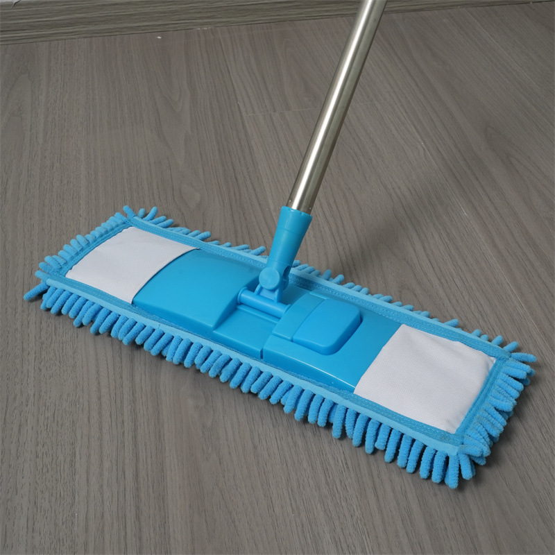 Mopo de placa plana de Chenille para absorción de agua, seco y húmedo, dos usos, tres secciones, barra de empalme, trapador de Chenille