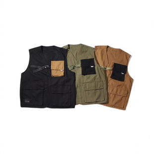 Japanese-Style Functional Retro Work Vest for Men, Spring and Autumn Multi-Pocket Travel Sleeveless Top