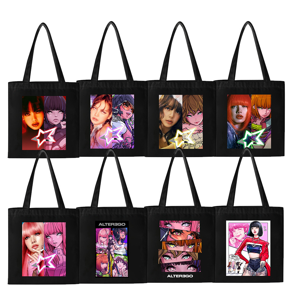 粉墨lisa动漫插画同款周边海报印花手提袋 上班文件袋防掉拉链袋