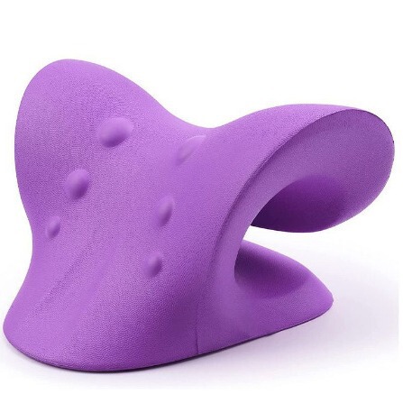 スポット卸売 c 字型頸椎牽引枕マッサージャー EVA 素材弾性ストレッチネック枕紫色の頸椎枕理学療法|undefined