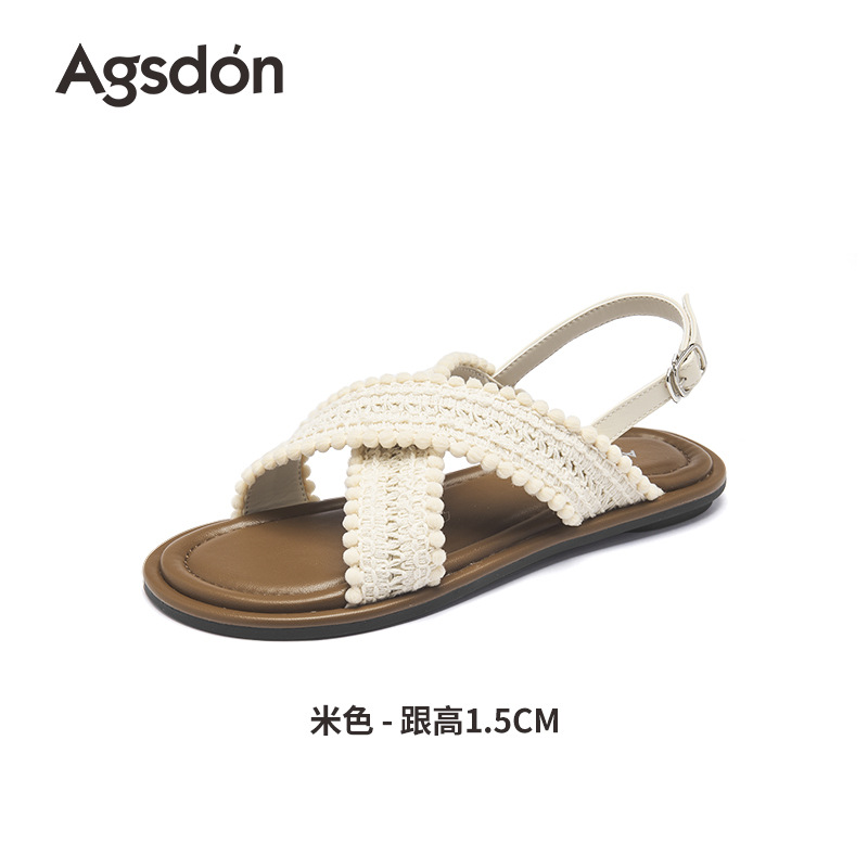 Augustion sandalias planas mujer 2025 nuevo estilo verano con falda sandalias de playa francesa