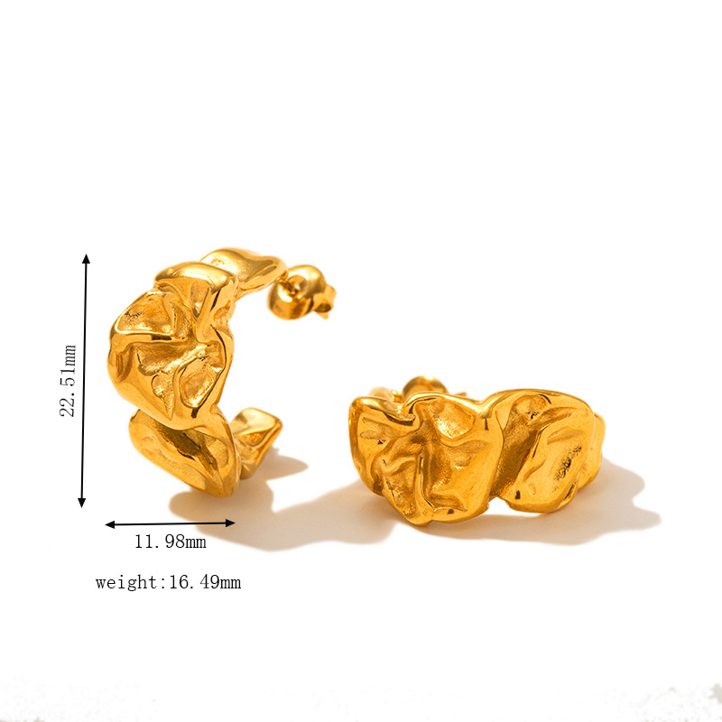 1 Pair Solid Color Retro 316 Stainless Steel  Irregular Plating Ear Studs display picture 1