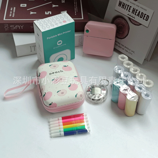 C17 파우더 + 감열지 5개 + 접착지 5개 + 색종이 3개 + 색펜 + 가방 + 전자 애완동물