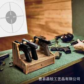 家居木质手枪玩具收纳架抽屉式枪子弹夹整理盒枪柜配件多格放置架