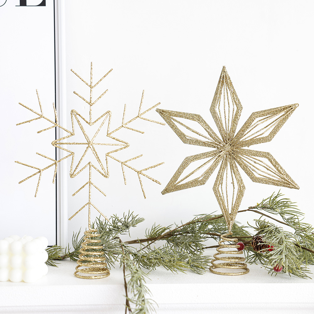 Luminoso árbol de hierro estrella de explosión estrella siete Awn estrella luz LED decoraciones para árboles de Navidad decoración de vacaciones adornos