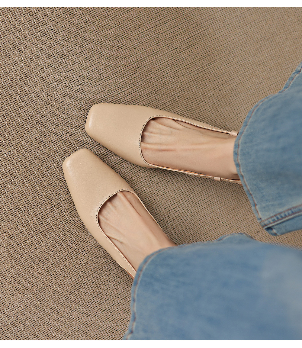 Sandal nữ cao gót 6,5 cm mũi hở quai khóa da bò — màu nâu chi tiết 8