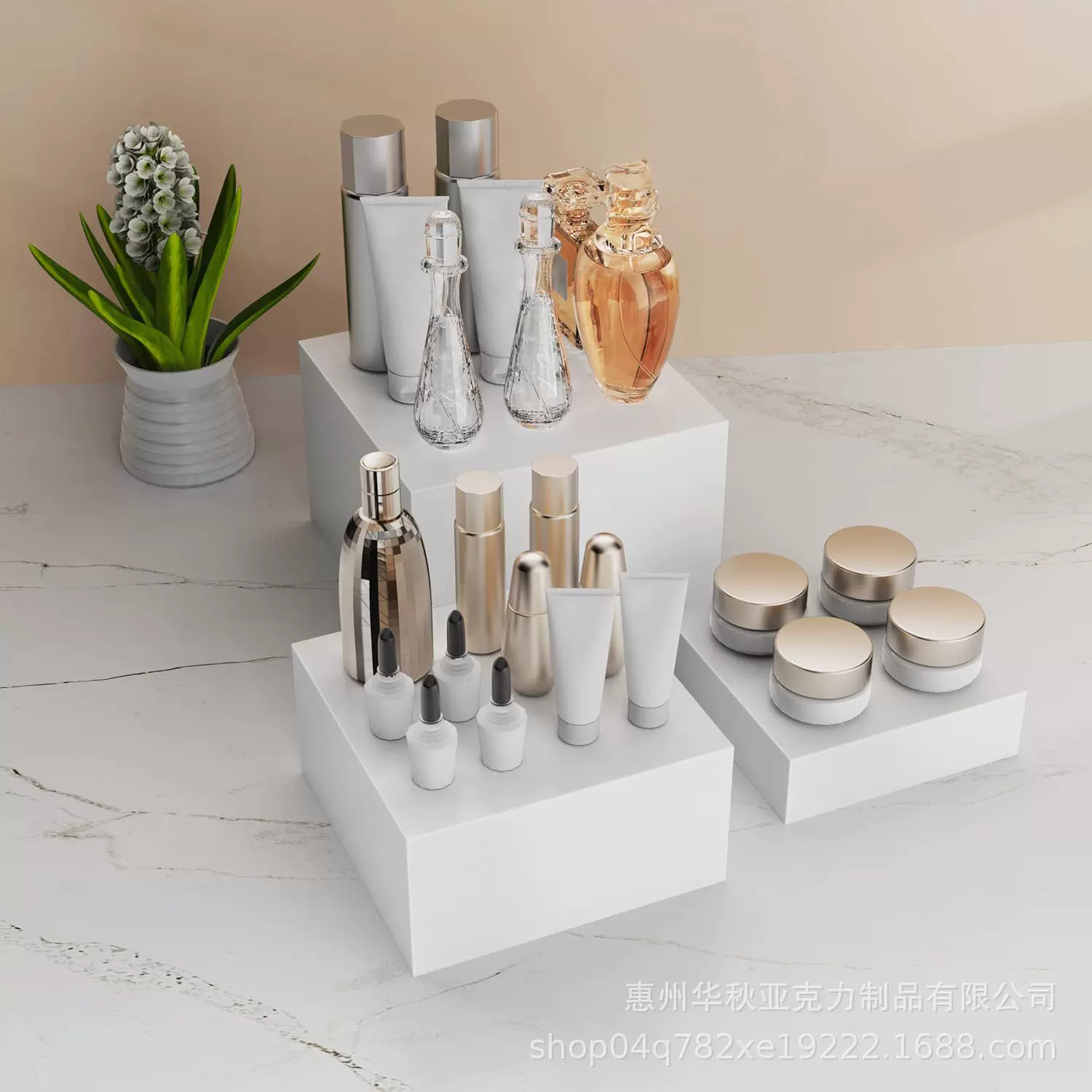 瓷白亚克力自助餐食物展架正方体甜品展台香水展示架收藏品展示架