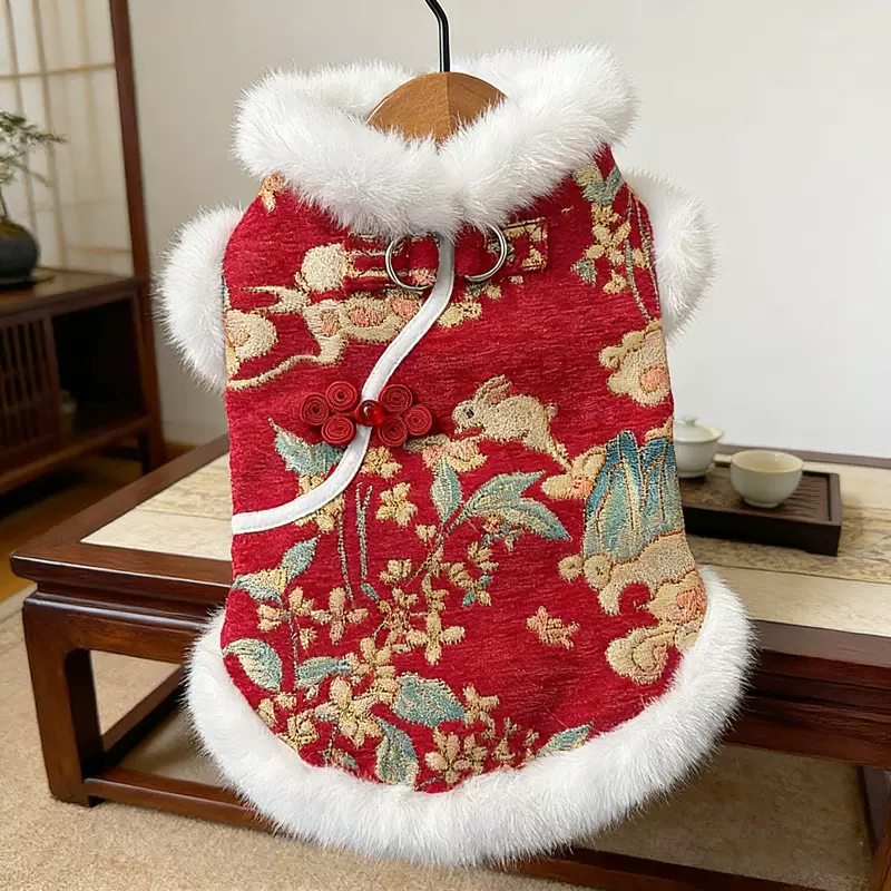 新年宠物衣服秋冬国风玉兔宠物狗狗猫咪衣服饰用品唐装比熊泰迪