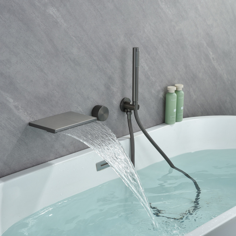 Bathroom Full Copper Hidden Bathtub Faucet Hot and Cold Bubble Pool Waterfall Embedded Wall Basin Faucet Household