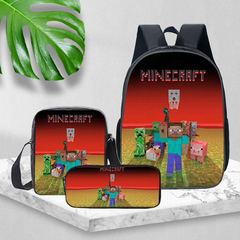 跨境小學(xué)生書包我的世界游戲雙肩背包戶外旅行休閑電腦背包