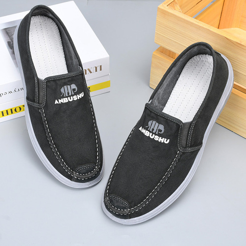 New style old Beijing cloth shoes men's canvas shoes washed fabric denim soft sole comfortable one-legged men's casual shoes