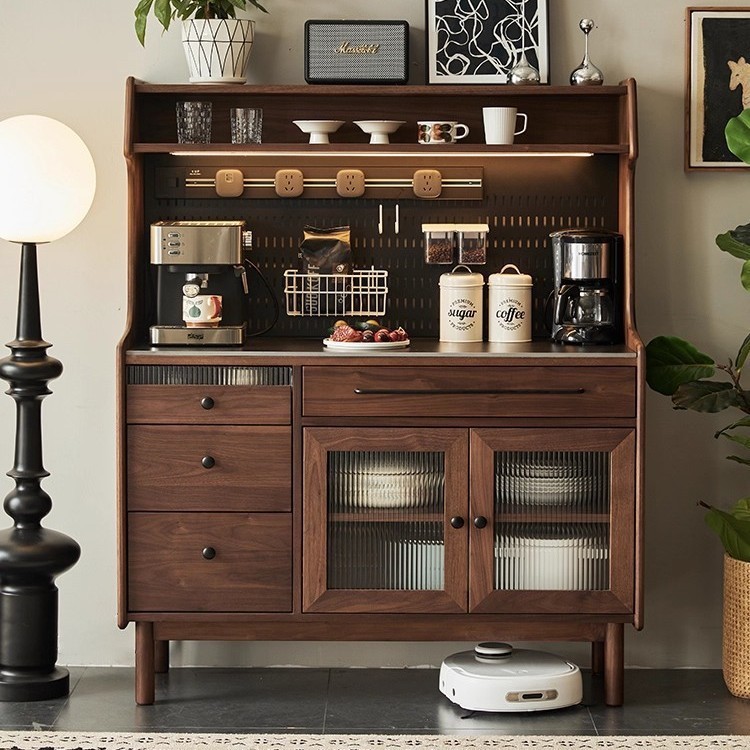 Scandinavian Solid Wood Sideboard Home Living Room Slate Wall-Mounted Tea Cabinet Small Apartment Storage Storage Low Cabinet